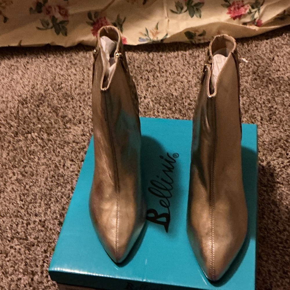 Bellini Metallic Gold Pointed Toe Ankle Booties